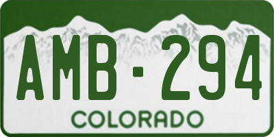CO license plate AMB294