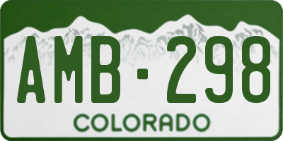CO license plate AMB298