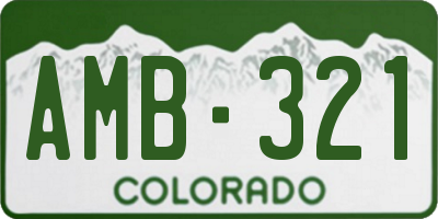 CO license plate AMB321