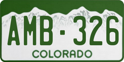 CO license plate AMB326
