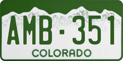 CO license plate AMB351