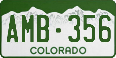 CO license plate AMB356