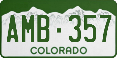 CO license plate AMB357