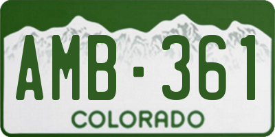 CO license plate AMB361