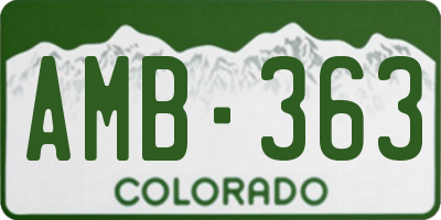 CO license plate AMB363