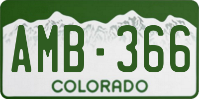 CO license plate AMB366