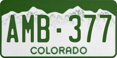 CO license plate AMB377
