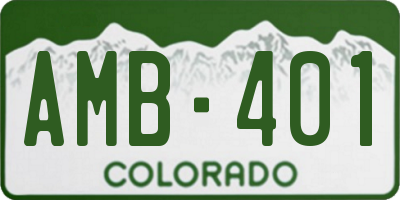 CO license plate AMB401