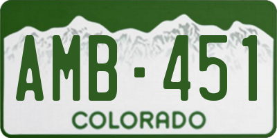 CO license plate AMB451