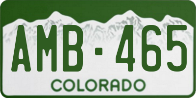 CO license plate AMB465