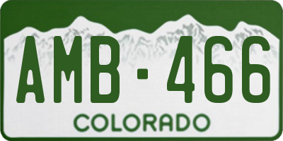 CO license plate AMB466