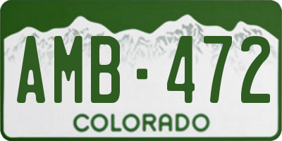 CO license plate AMB472