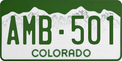 CO license plate AMB501