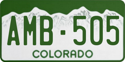 CO license plate AMB505