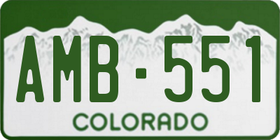 CO license plate AMB551