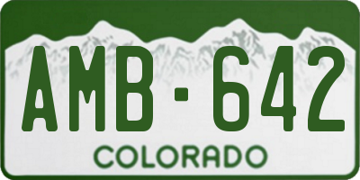 CO license plate AMB642