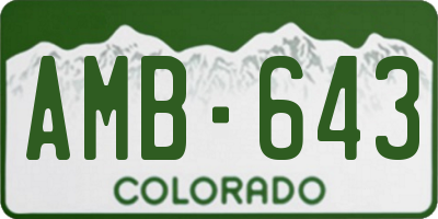 CO license plate AMB643