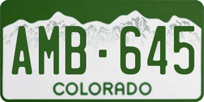 CO license plate AMB645