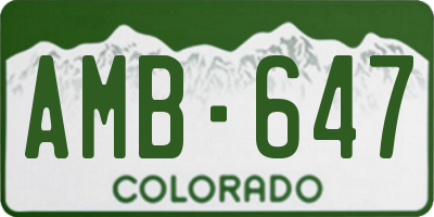 CO license plate AMB647