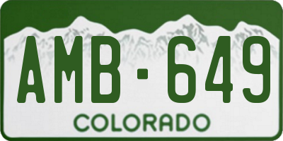 CO license plate AMB649