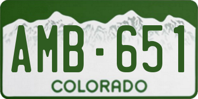 CO license plate AMB651