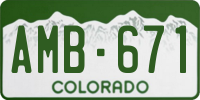 CO license plate AMB671