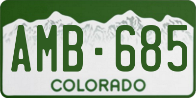 CO license plate AMB685