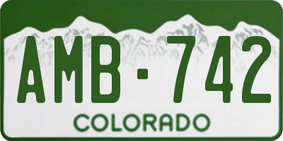 CO license plate AMB742