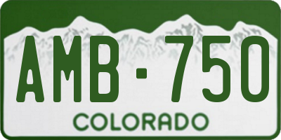 CO license plate AMB750