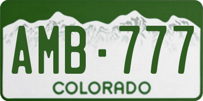 CO license plate AMB777
