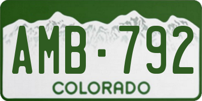 CO license plate AMB792