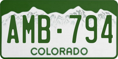 CO license plate AMB794