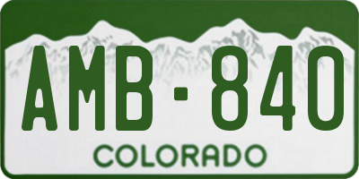 CO license plate AMB840