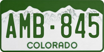 CO license plate AMB845