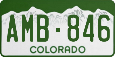 CO license plate AMB846