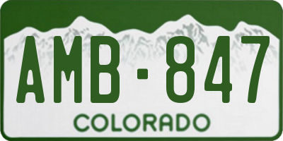 CO license plate AMB847