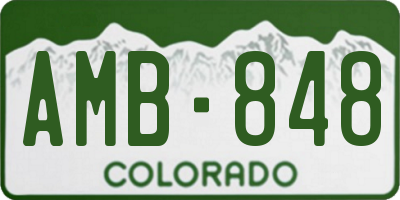 CO license plate AMB848