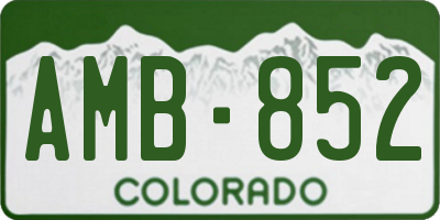 CO license plate AMB852