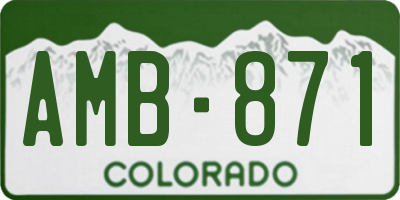 CO license plate AMB871