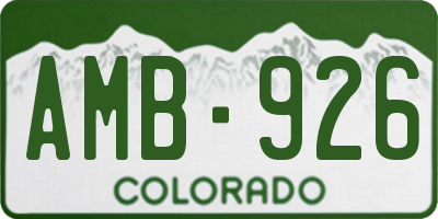 CO license plate AMB926