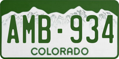 CO license plate AMB934
