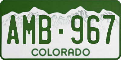 CO license plate AMB967