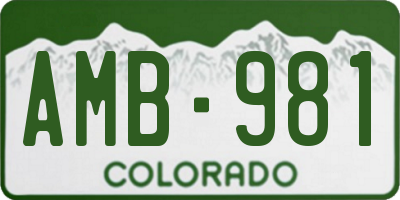 CO license plate AMB981