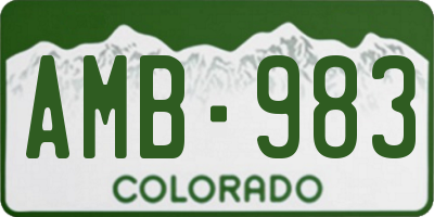 CO license plate AMB983