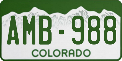 CO license plate AMB988