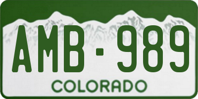 CO license plate AMB989