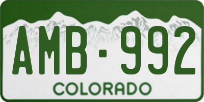 CO license plate AMB992