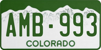 CO license plate AMB993