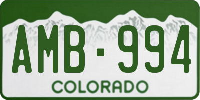 CO license plate AMB994