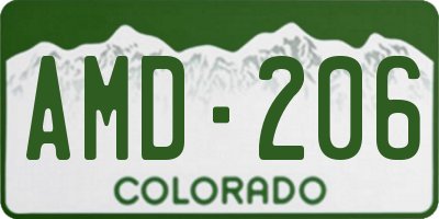 CO license plate AMD206